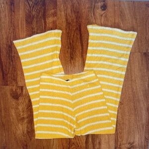 Striped Cozy Yellow Knit Lounge Pants